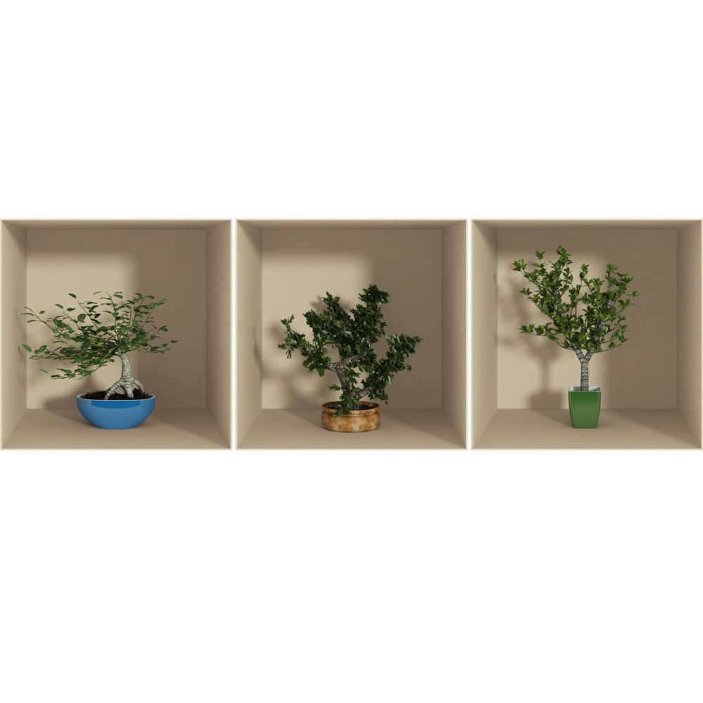 Sada 3 samolepek s 3D efektem Ambiance Small Trees - Bonami.cz