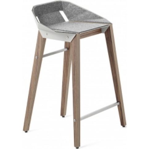 Barová židle Tabanda DIAGO, 62cm, ořechová podnož, plst (RAL9018)  - Designovynabytek.cz