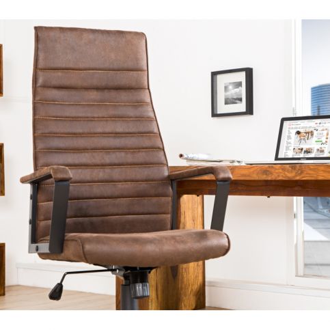 INV Kancelářská židle Stripe vysoká hnědá vintage - Design4life