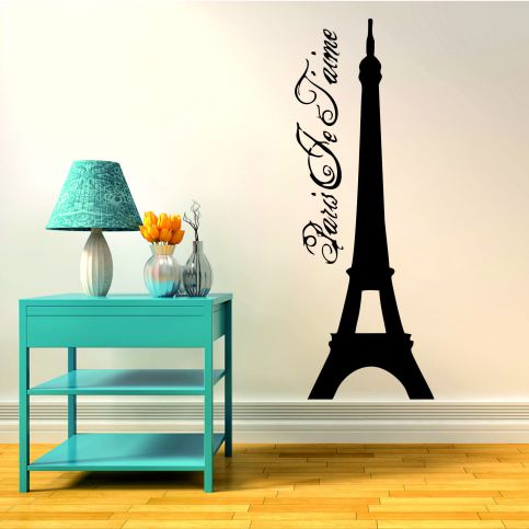 Samolepka na zeď - Eiffelova věž s nápisem (22x60 cm) - PopyDesign - Popydesign