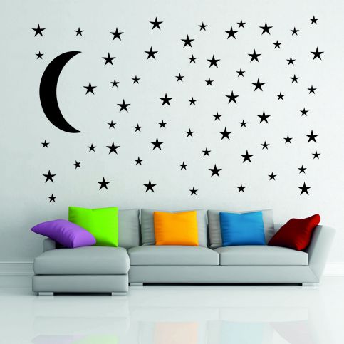 Samolepka na zeď - Hvězdy s měsícem - PopyDesign - Popydesign
