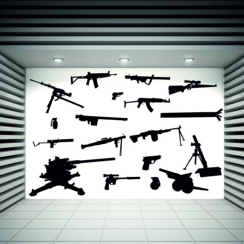 Samolepka na zeď - Sada zbraní - PopyDesign - Popydesign