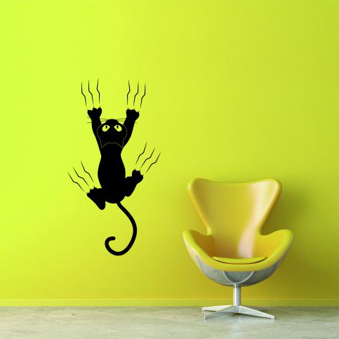 Samolepka na zeď - Škrábající kočka (32x60 cm) - PopyDesign - Popydesign