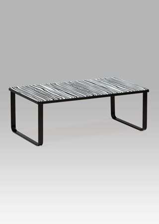 Konferenční stolek sklo s potiskem / kov Autronic Černá / bílá - DEKORHOME.CZ