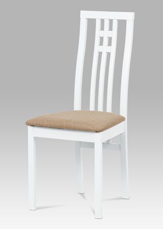 Autronic Jídelní židle BC-2482 WT - bílá/potah béžový - ATAN Nábytek