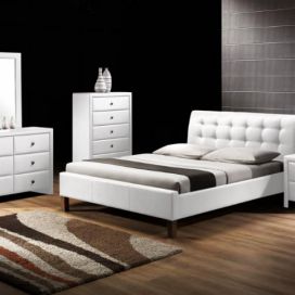 Čalouněná postel BAGANZA, 160x200, bílá + rošt