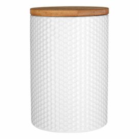 Bílá dóza s bambusovým víkem Premier Housewares, ⌀ 10 cm