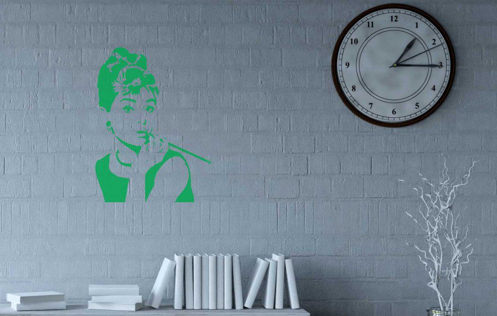 GLIX Audrey Hepburn - samolepka na zeď Zelená 55 x 75 cm - GLIX DECO s.r.o.