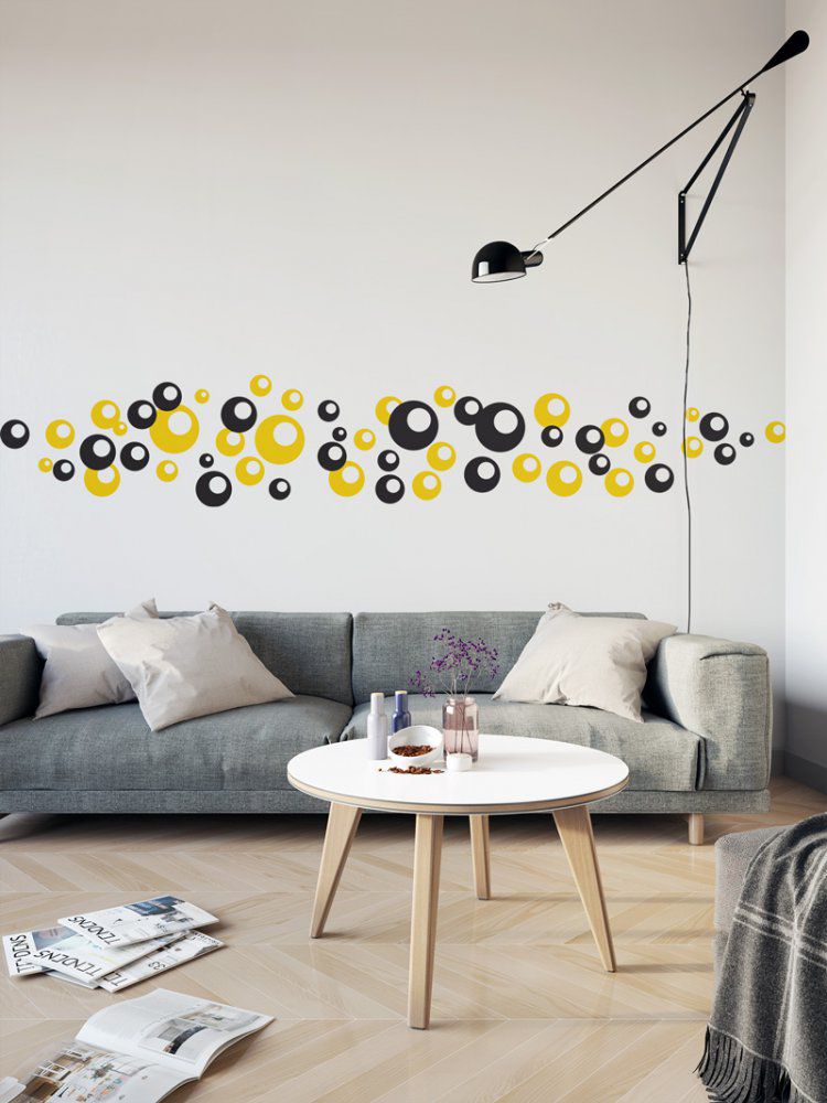 GLIX Bubliny dvoubarevné - samolepka na zeď Černá a žlutá 2 x 50 x 50 cm - GLIX DECO s.r.o.