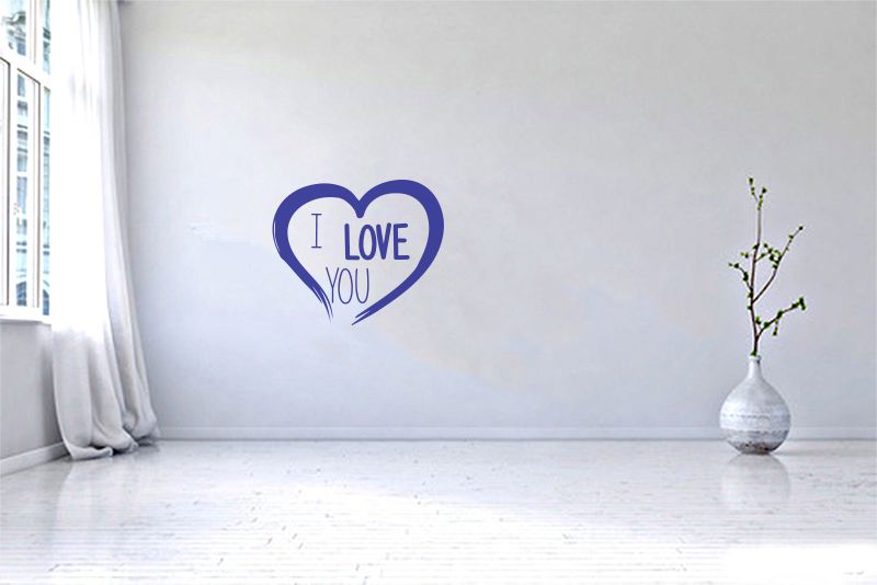 GLIX I love you - samolepka na zeď Modrá 50 x 45 cm - GLIX DECO s.r.o.