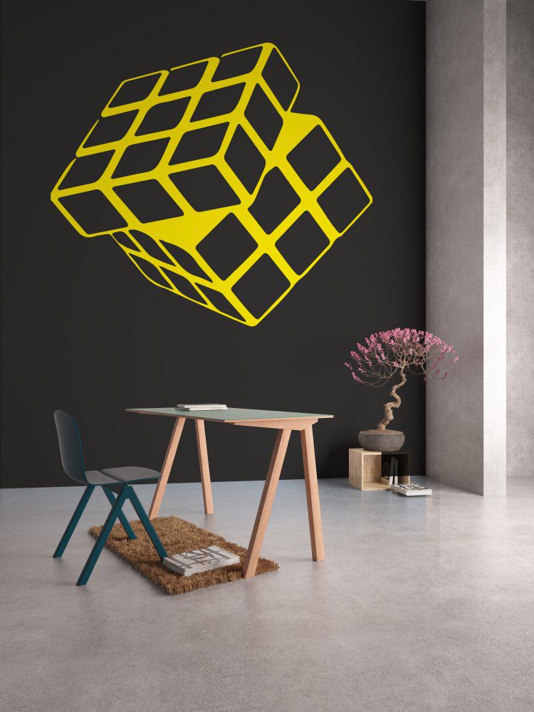GLIX Rubikova kostka - samolepka na zeď Žlutá 110 x 100 cm - GLIX DECO s.r.o.