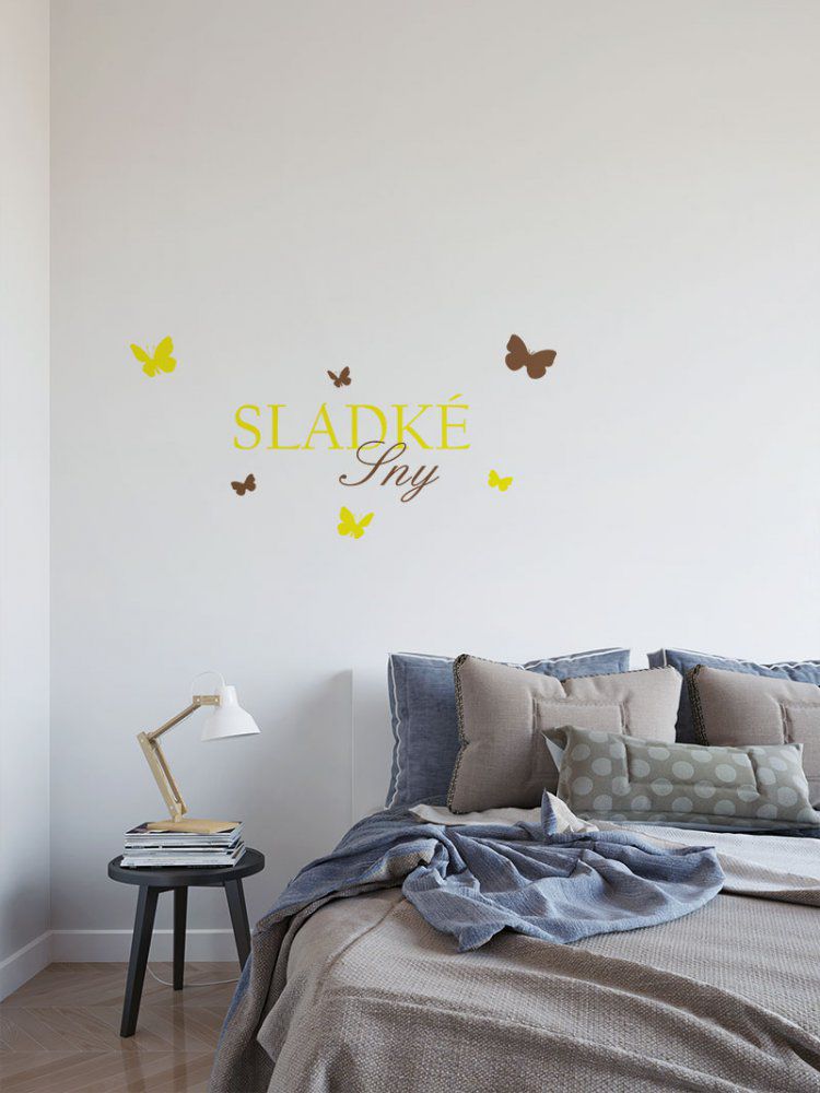 GLIX Sladké sny - samolepka na zeď Hnědá a žlutá 120 x 60 cm - GLIX DECO s.r.o.