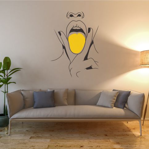 Lips swag - samolepka na zeď Černá a žlutá 70 x 95 cm - GLIX DECO s.r.o.