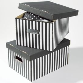 Sada 2 černých úložných krabic Compactor Stripes