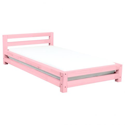 Růžová jednolůžková postel z borovicového dřeva Benlemi Single, 80 x 160 cm - Bonami.cz