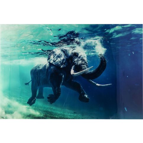 Obraz na skle Swimming Elephant 80X100cm - KARE