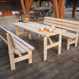 Stůl dřevěný Viking 180 cm + 2x lavice Viking 180 cm