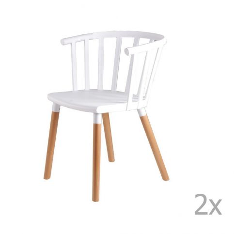 Sada 2 bílých  jídelních židlí s dřevěnými nohami sømcasa Jenna - Bonami.cz