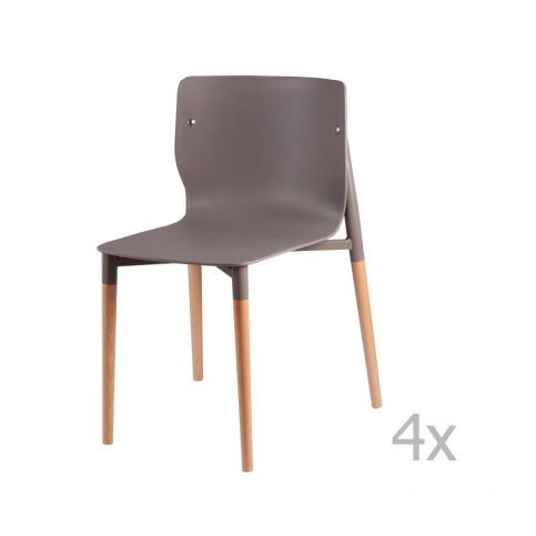Sada 4 světle šedých jídelních židlí s dřevěnými nohami sømcasa Alisia - Bonami.cz