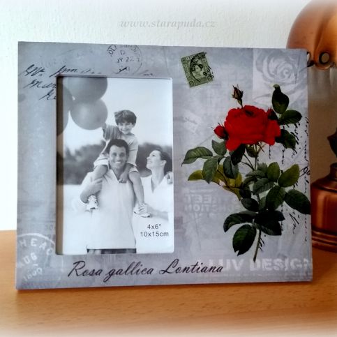 Dřevěný rámeček na fotografie Postcard Rosa - Stará půda