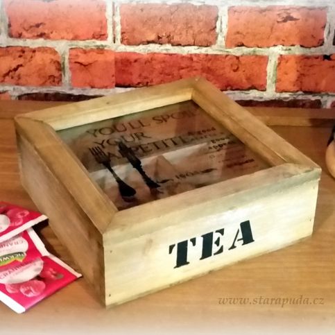 Dřevěná krabička box na čaj Retro - Stará půda