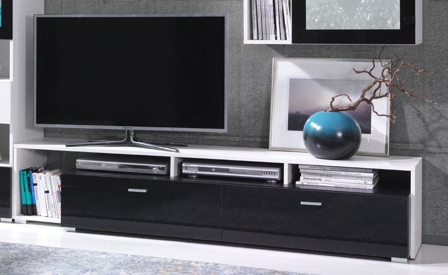 Falco TV stolek Omega R1 bílá/černý lesk - ATAN Nábytek