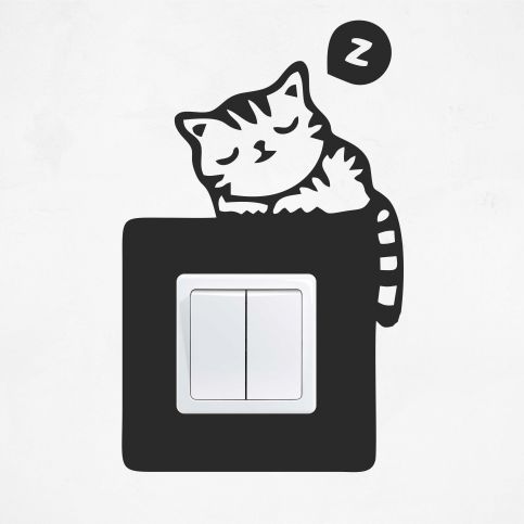 Samolepka na vypínač - Spící kočka - PopyDesign - Popydesign