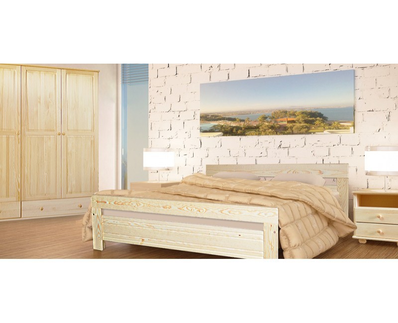 Dvoulůžková postel z borového masivu, model Amare - Dona-shop.cz