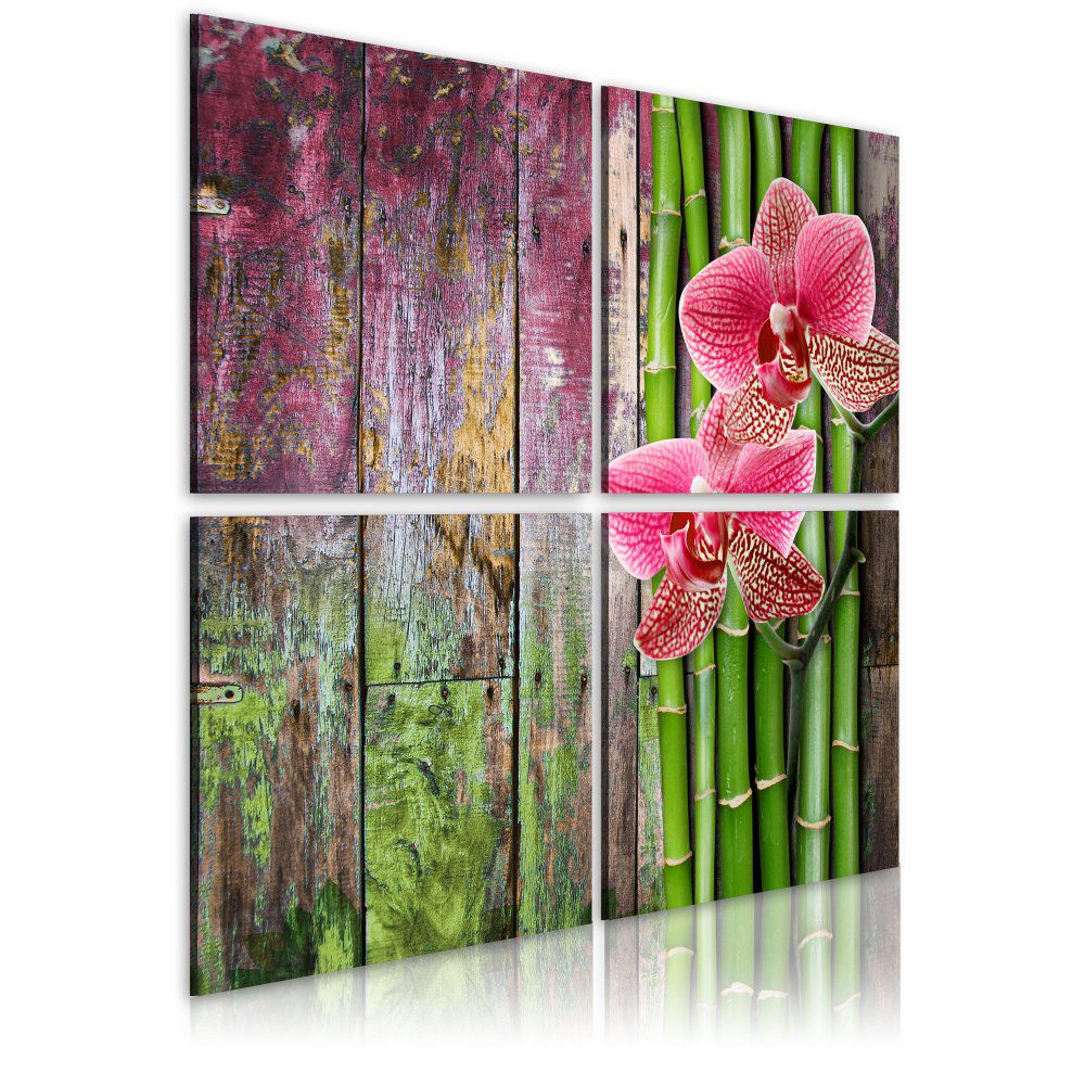 Obraz na plátně Bimago - Bambus a orchidea 40x40 cm - GLIX DECO s.r.o.