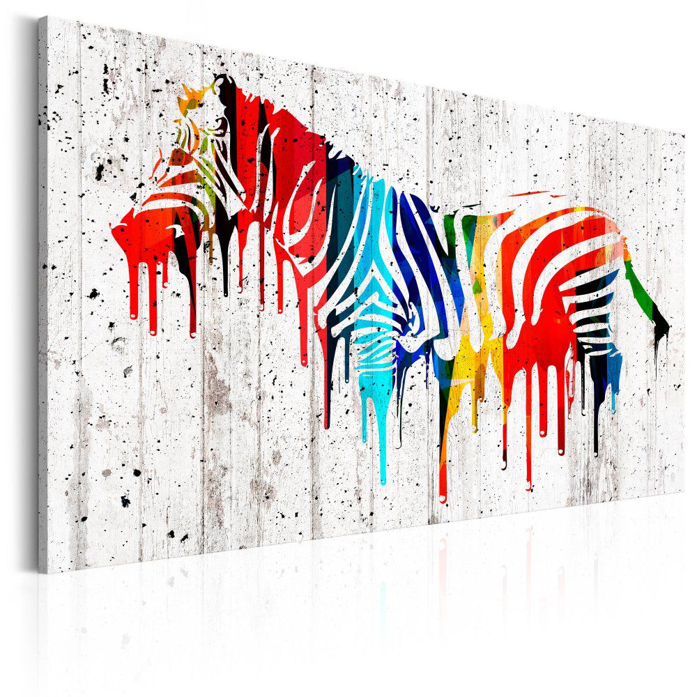 Obraz na plátně Bimago - Barevná zebra 60x40 cm - GLIX DECO s.r.o.