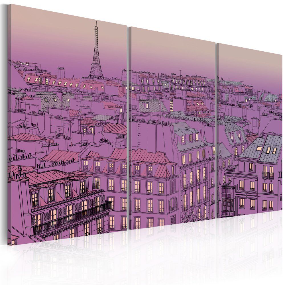 Obraz na plátně Bimago - Eiffel Tower in lilac colour 60x40 cm - GLIX DECO s.r.o.