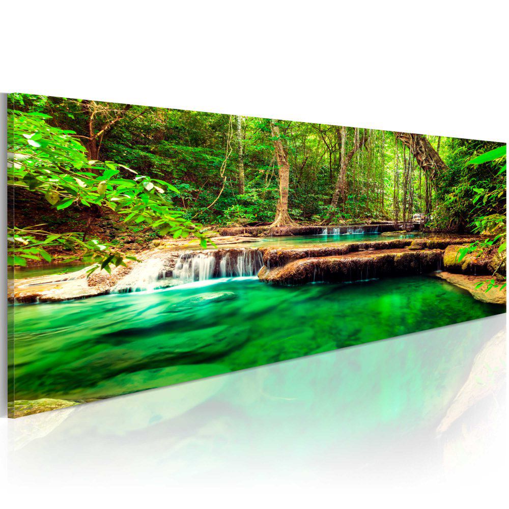 Obraz na plátně Bimago - Emerald Waterfall 120x40 cm - GLIX DECO s.r.o.