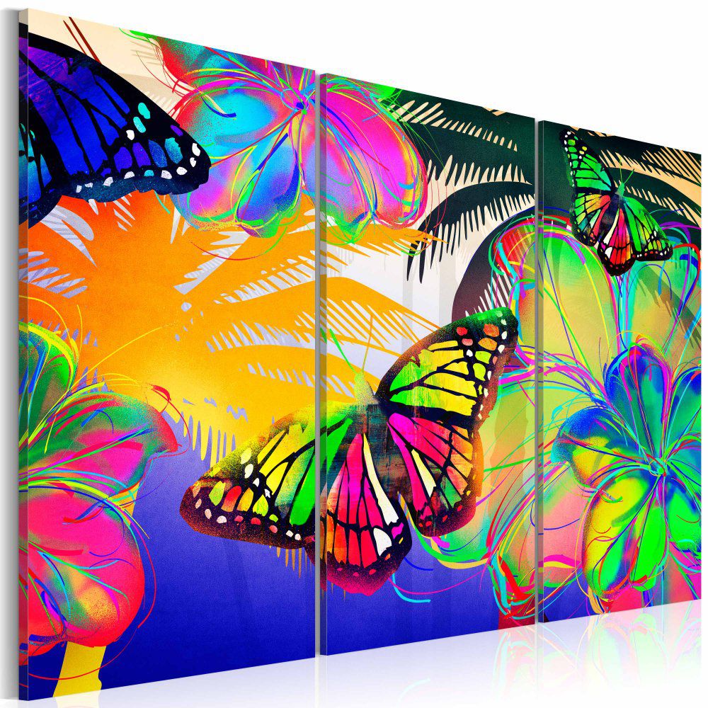 Obraz na plátně Bimago - Exotic butterflies - triptych 60x40 cm - GLIX DECO s.r.o.