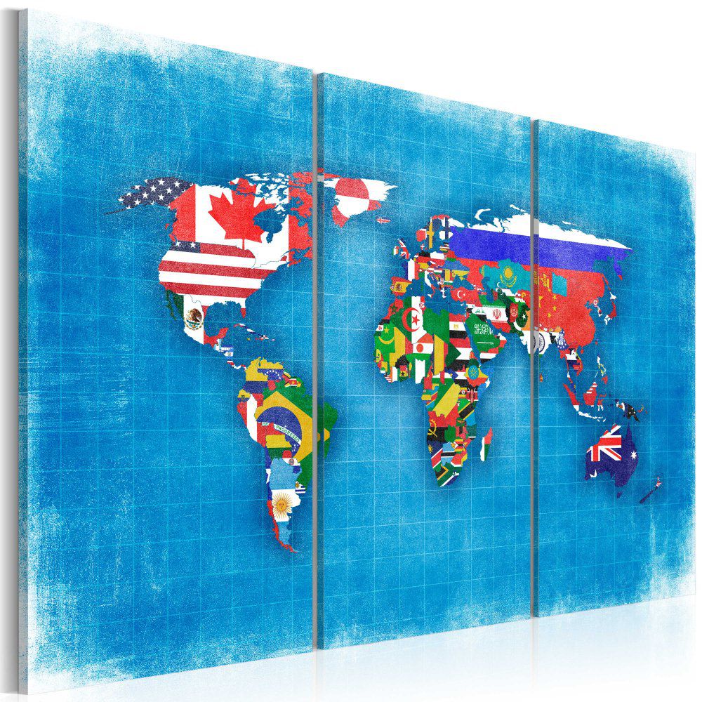 Obraz na plátně Bimago - Flags of the World - triptych 60x40 cm - GLIX DECO s.r.o.