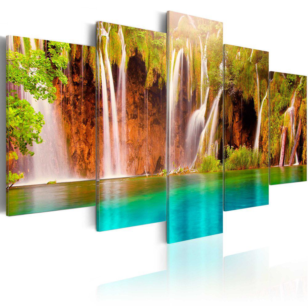 Obraz na plátně Bimago - Forest waterfall 100x50 cm - GLIX DECO s.r.o.