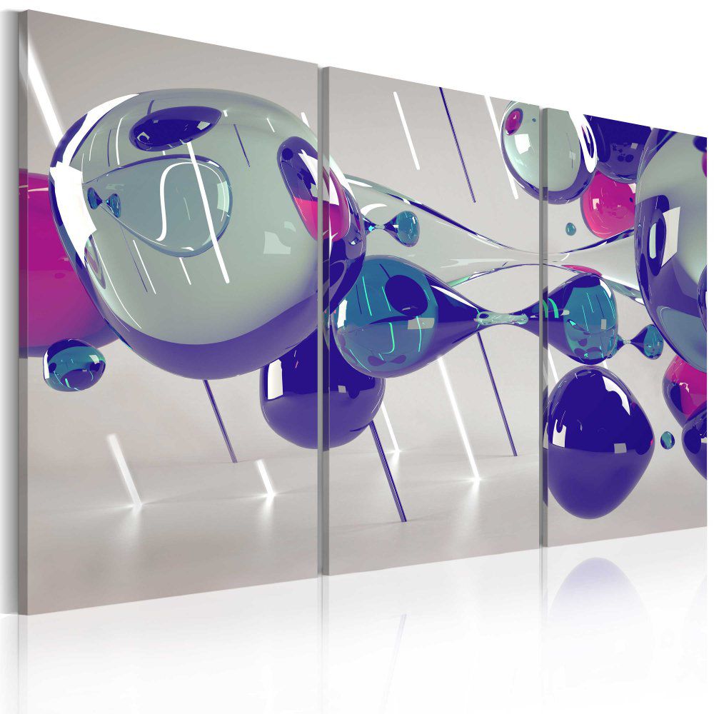 Obraz na plátně Bimago - Glass bubbles - triptych 60x40 cm - GLIX DECO s.r.o.