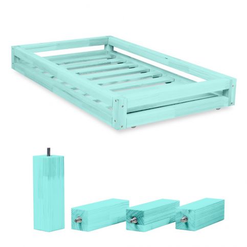 Set modré zásuvky pod postel a 4 prodloužených nohou Benlemi, pro postel 80 x 160 cm - Bonami.cz