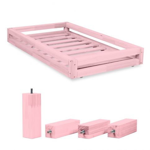 Set růžové zásuvky pod postel a 4 prodloužených nohou Benlemi, pro postel 80 x 160 cm - Bonami.cz