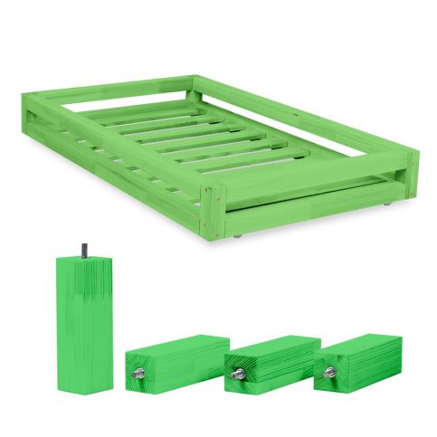 Set zelené zásuvky pod postel a 4 prodloužených nohou Benlemi, pro postel 90 x 160 cm - Bonami.cz