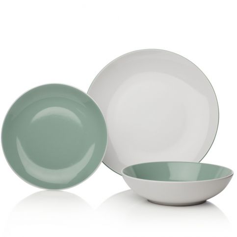 12dílná zelenobílá sada nádobí z porcelánu Sabichi Tone - Bonami.cz