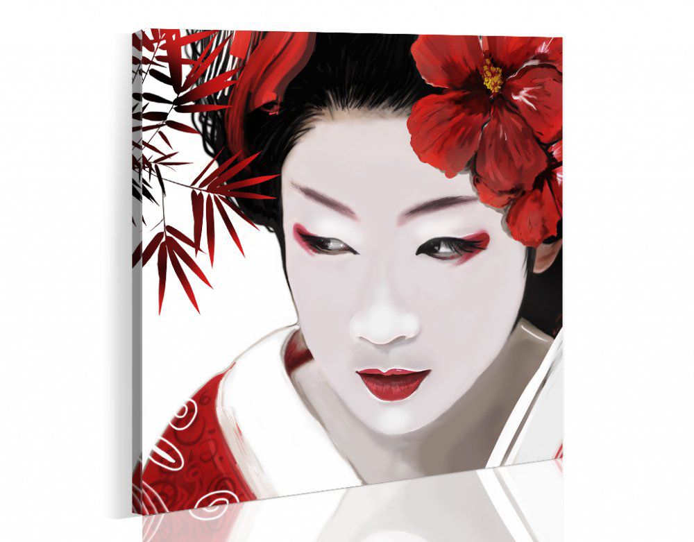 Obraz na plátně Bimago - Japanese Geisha 40x40 cm - GLIX DECO s.r.o.
