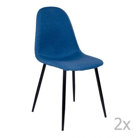 Sada 2 modrých židlí s černými nohami House Nordic Stockholm - Bonami.cz