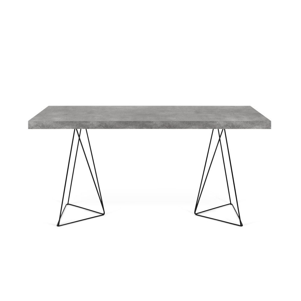 Pracovní stůl v dekoru betonu s černým podnožím TemaHome Multi, 160 x 90 cm - Bonami.cz