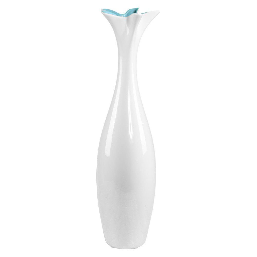 Bílá keramická váza s modrým detailem Mauro Ferretti Mica, výška 58 cm - Bonami.cz