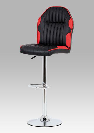 Barová židle AUB-610 RED koženka černá + červená / chrom Autronic - DEKORHOME.CZ