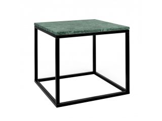 Zelený mramorový odkládací stolek TEMAHOME Prairie 50 x 50 cm s černou podnoží - Bonami.cz