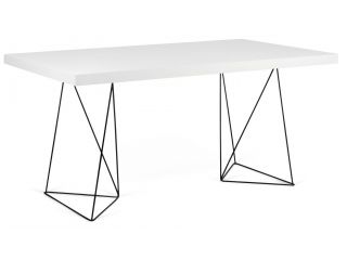 Bílý jídelní stůl s kovovými nohami TemaHome Trestle, 90 x 160 cm - Bonami.cz