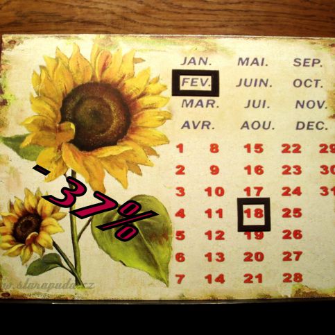 Věčný plechový kalendář Slunečnice - Stará půda