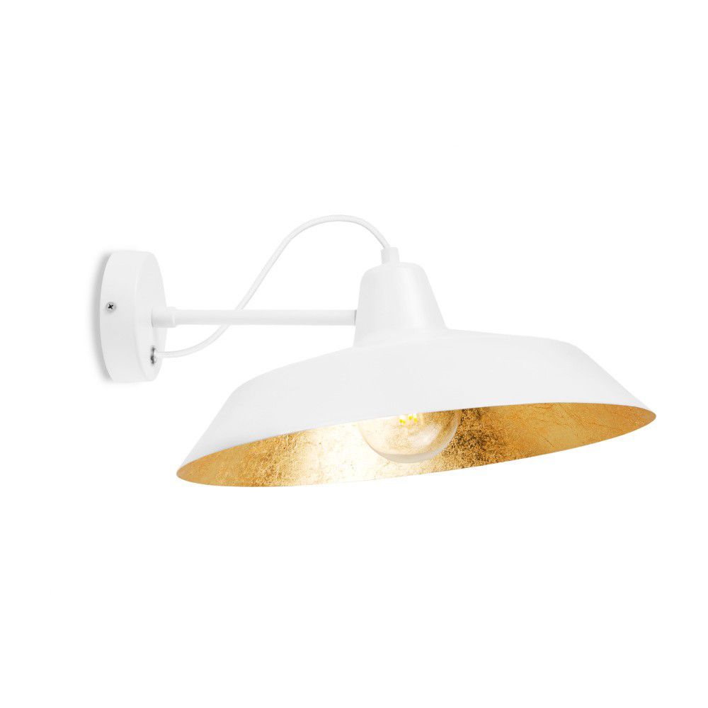 Bílé nástěnné svítidlo s detailem ve zlaté barvě Bulb Attack Cinco Basic - Bonami.cz