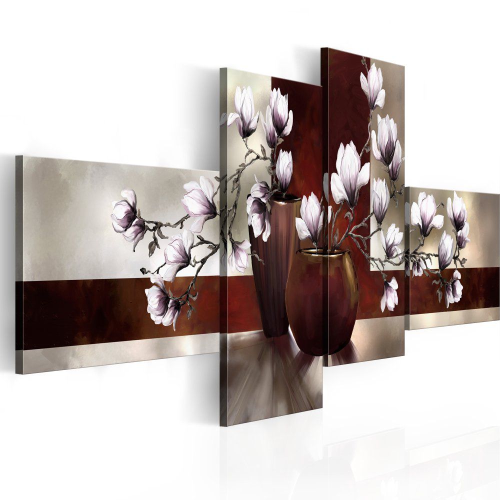 Obraz na plátně Bimago - Magnolias in a vase 100x45 cm - GLIX DECO s.r.o.